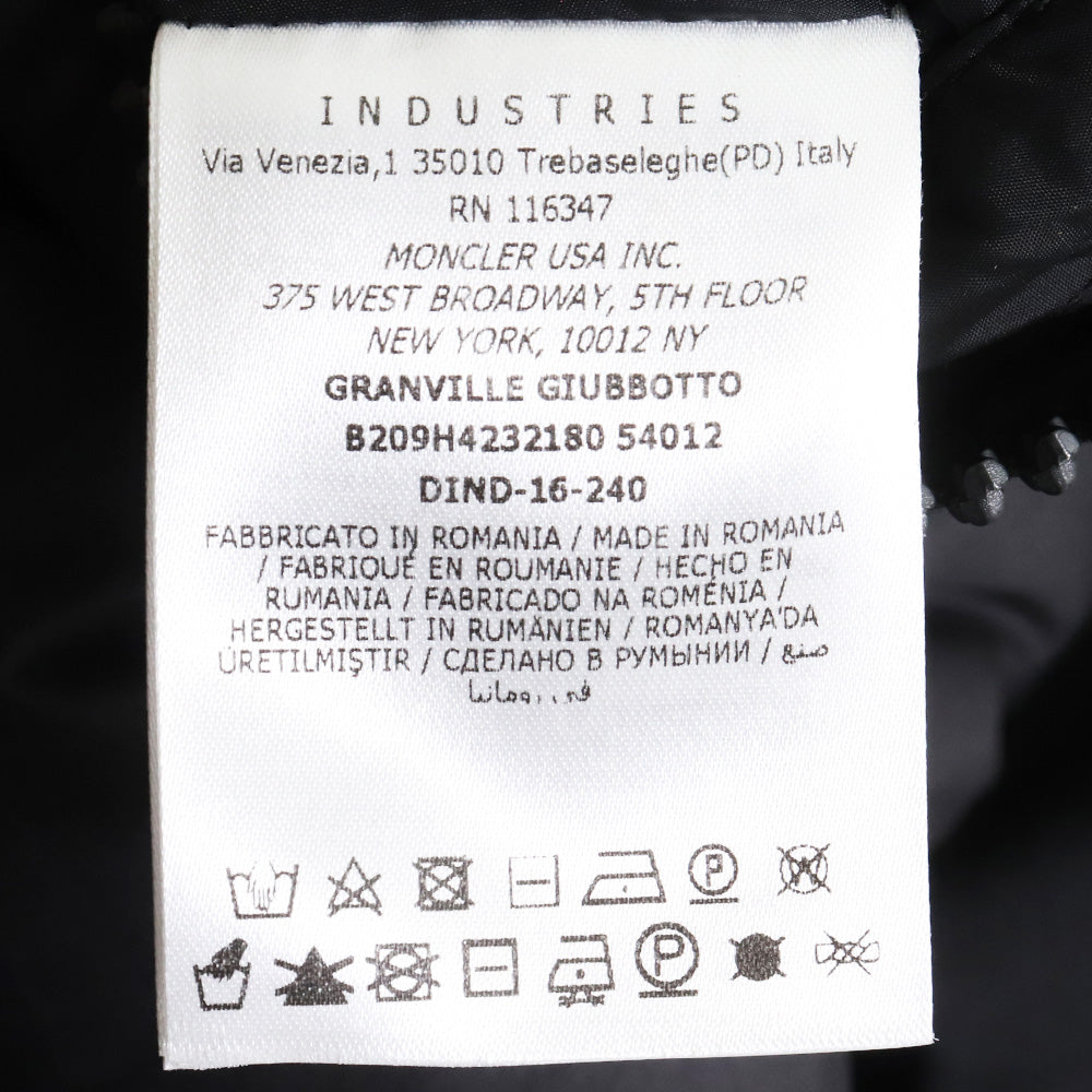 MONCLER x OFF-WHITE 16AW Granville Down Jacket Black Size 2