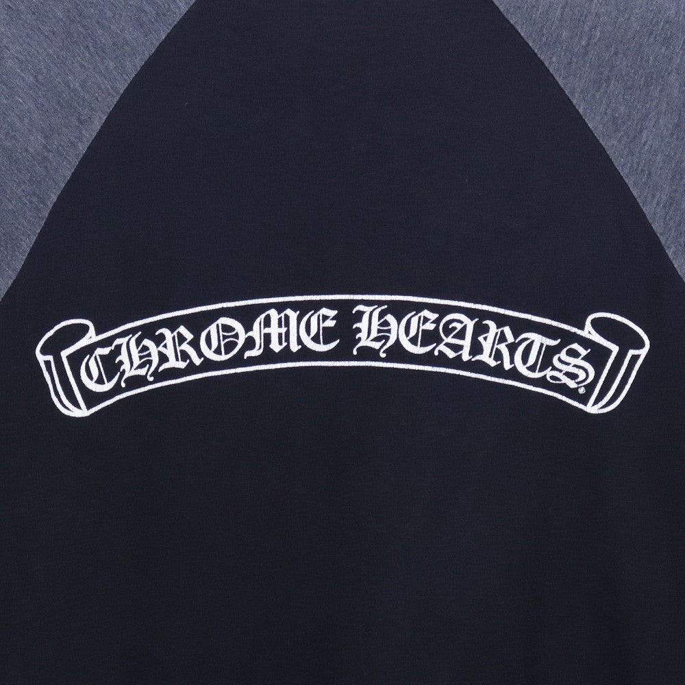 CHROME HEARTS Old Scroll Logo Raglan Long Sleeve T-Shirt Black Size S
