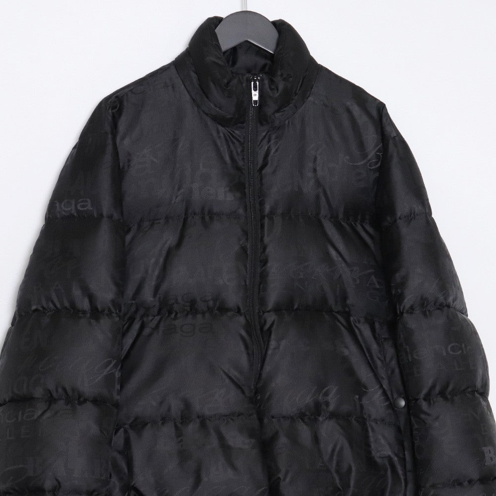 Balenciaga All-Over Logo Down Jacket Black Size 46