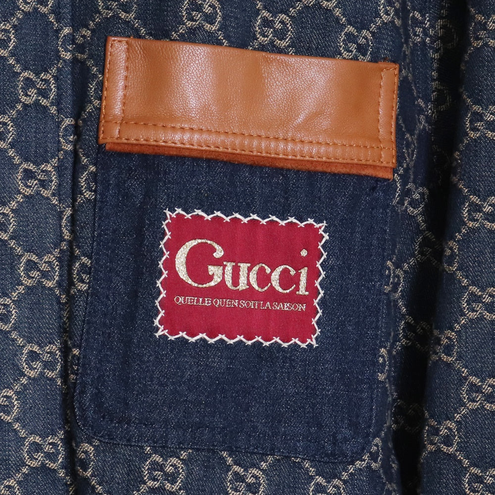 GUCCI Eco Washed Organic Denim Bomber Jacket Blue Size 48