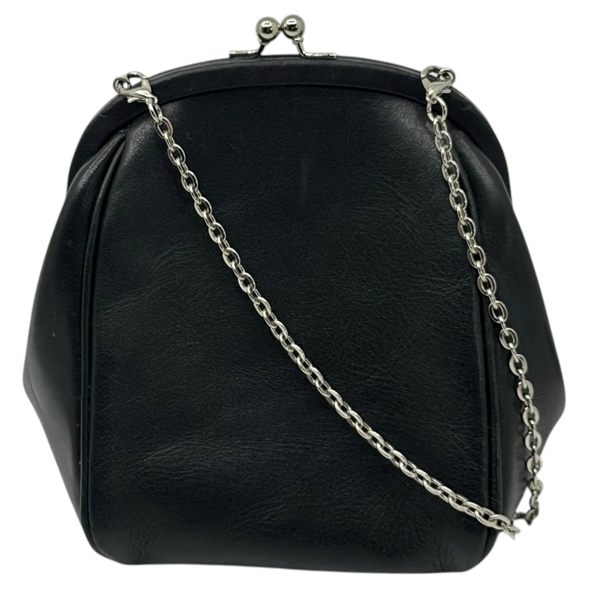 Y's Leather Chain Shoulder Clasp Pouch Black Size FREE
