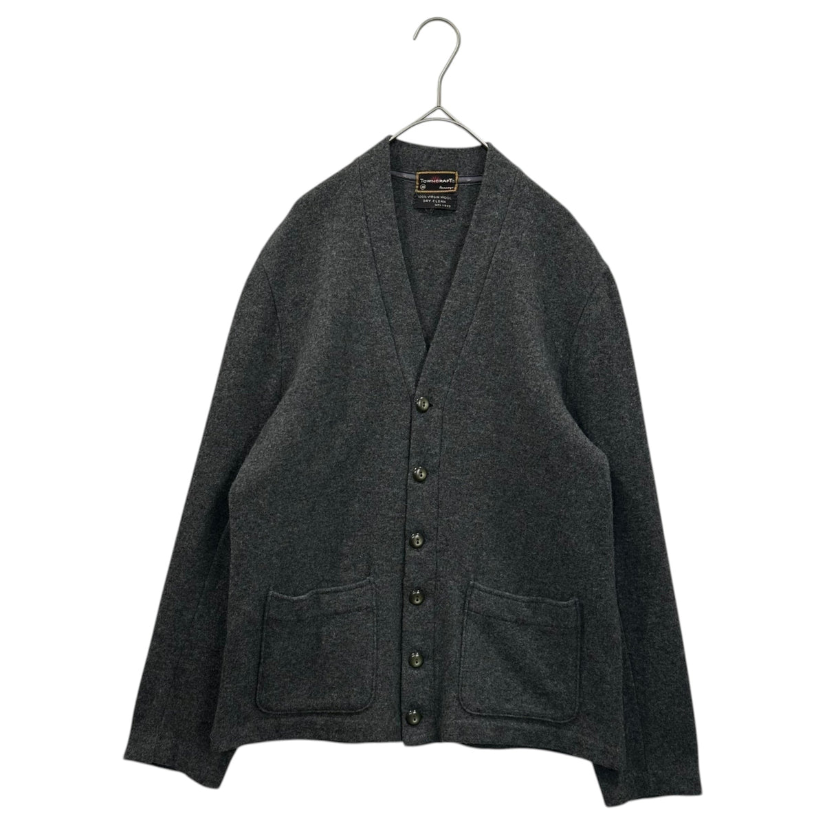 TOWNCRAFT 60's-70's Vintage Wool Cardigan Gray Size 36