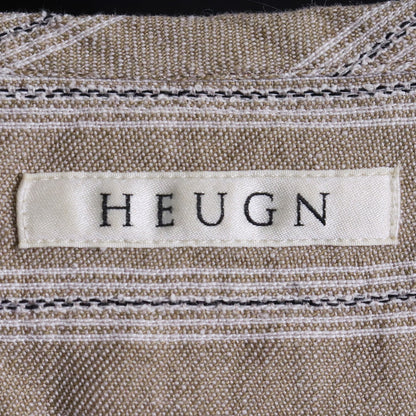 HEUGN JAKE Striped No-Collar S/S Linen Shirt Size 2