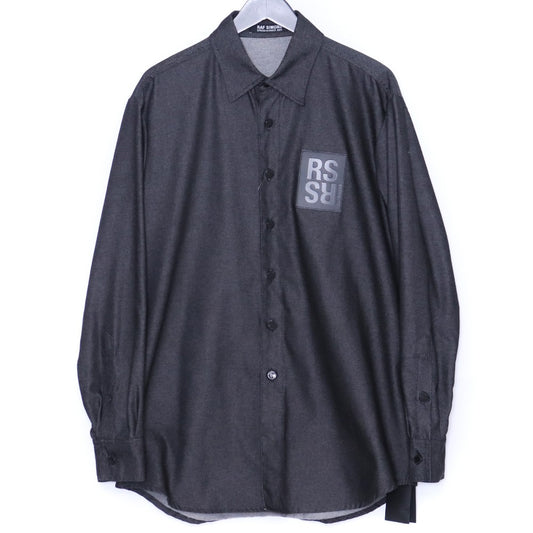 RAF SIMONS 23SS Oversized Leather Patch Shirt Black Size S