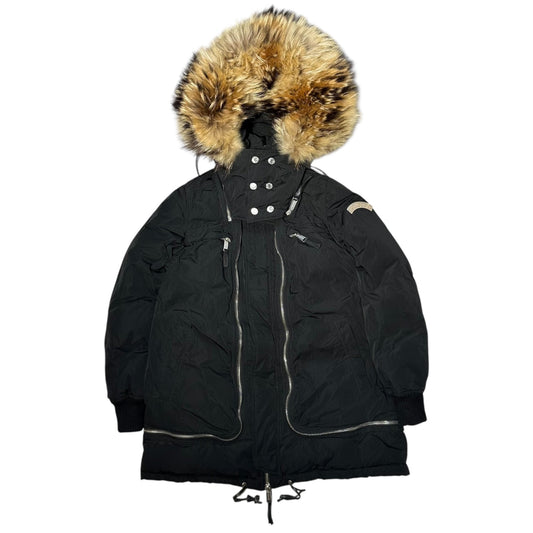 DSQUARED2 10AW Big Fur Hood Nylon Down Jacket Black Size 40