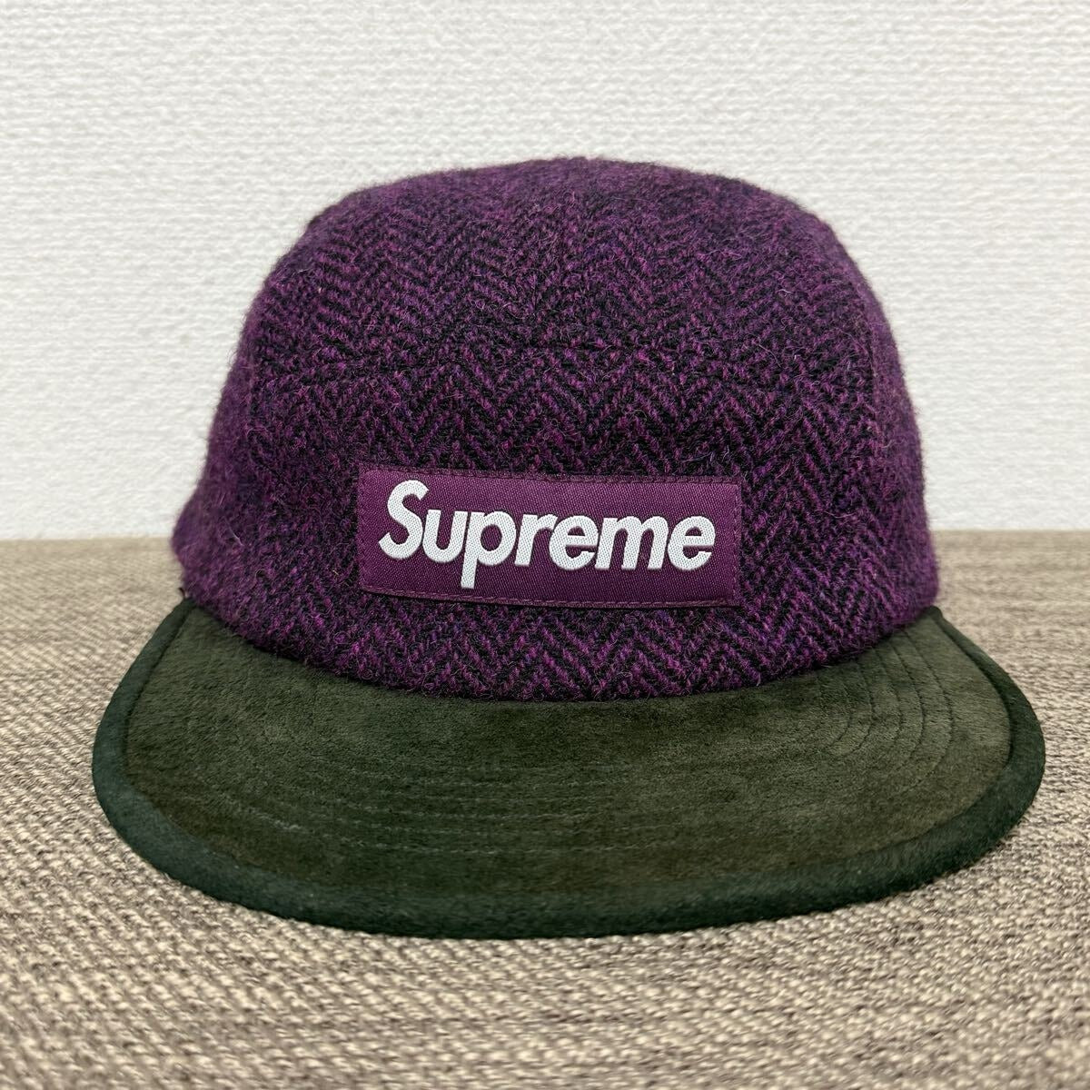 Supreme - Supreme 12aw Harris Tweed Herringbone Camp Cap Purple One Size