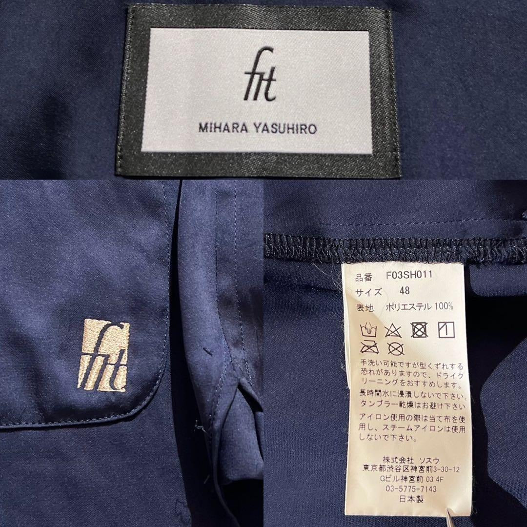 Vintage Maison MIHARA YASUHIRO Tops - MIHARA YASUHIRO long shirt embroidery Navy Size L - Authentic Archive