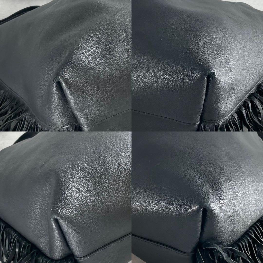 Saint Laurent Paris - SAINT LAURENT PARIS Sac Shopping Fringe Bag Black