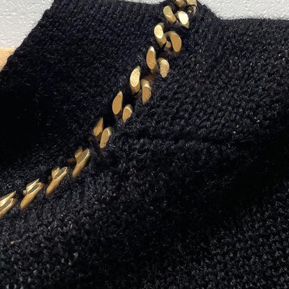 Vintage JEAN PAUL GAULTIER Outwear - Jean Paul Gaultier cardigan chain Alpaca Black Size L - Authentic Archive