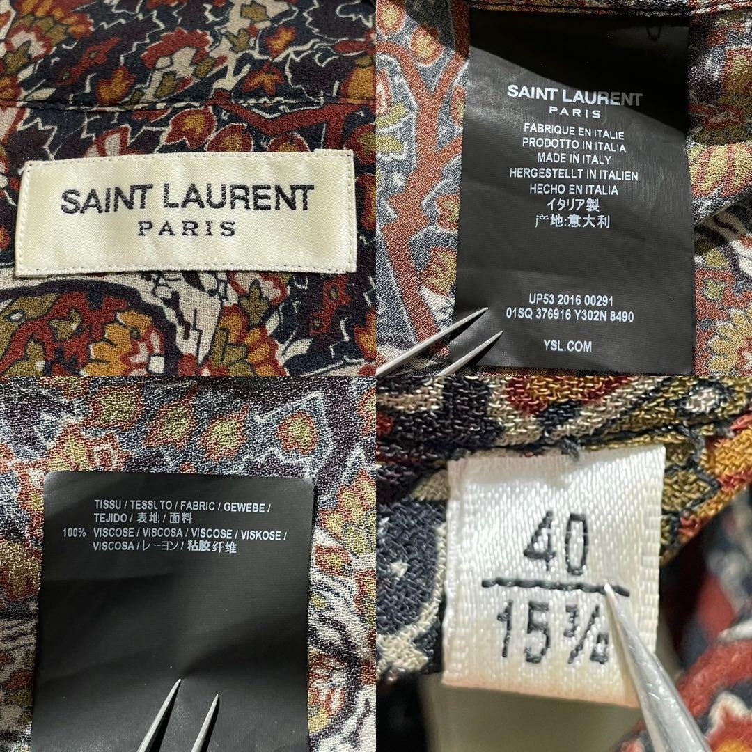 Vintage Saint Laurent Paris Tops - SAINT LAURENT PARIS Paisley Long Sleeve Shirt Rayon Size L - Authentic Archive