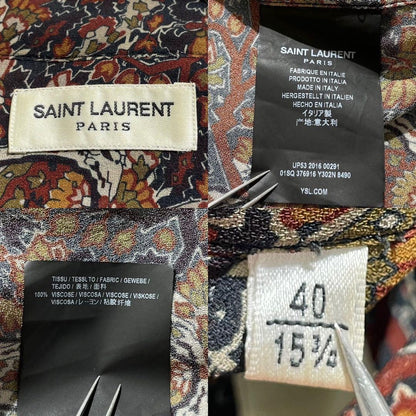 Vintage Saint Laurent Paris Tops - SAINT LAURENT PARIS Paisley Long Sleeve Shirt Rayon Size L - Authentic Archive