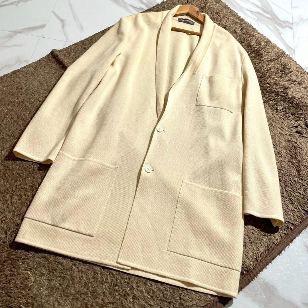 Issey Miyake - ISSEY MIYAKE MEN 84SS Brush Tag Knit Chesterfield Coat Off White Size M