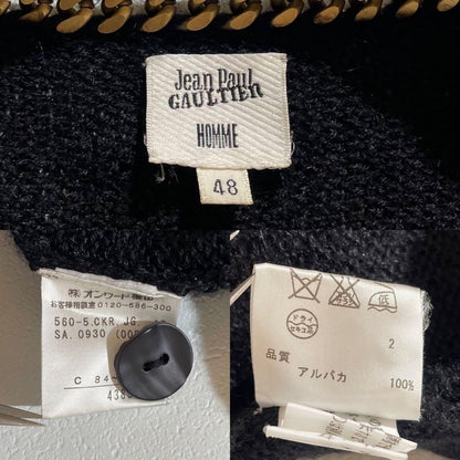 Vintage JEAN PAUL GAULTIER Outwear - Jean Paul Gaultier cardigan chain Alpaca Black Size L - Authentic Archive