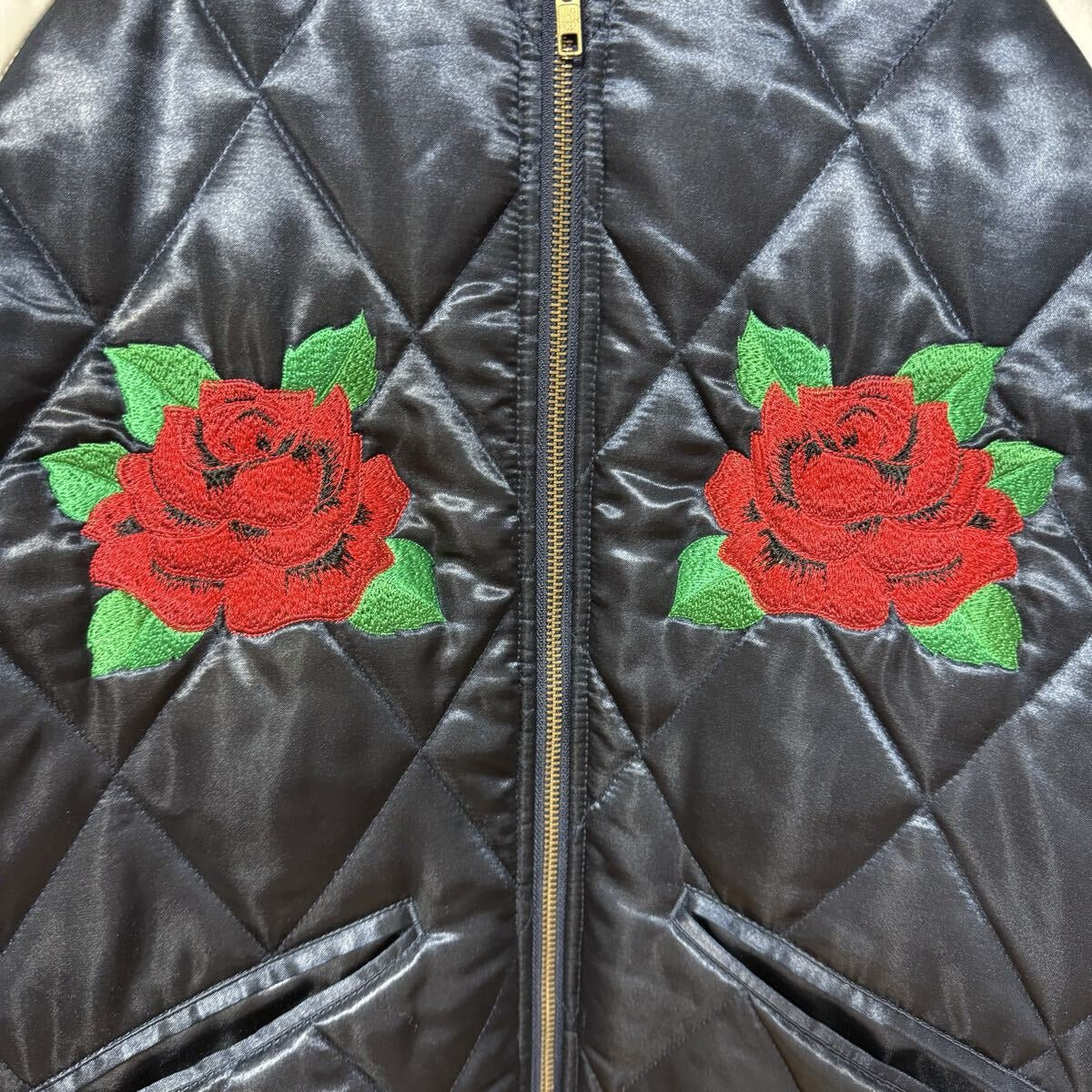 Supreme - Supreme 13aw Quilted Satin Bomber Jacket Navy Size S