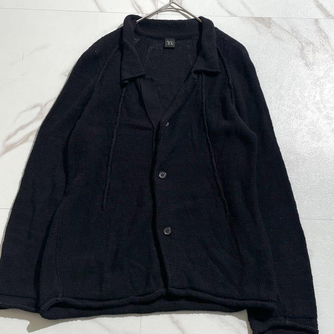 Yohji Yamamoto - Y's UNEVEN YARN JERSEY ROLLED CARDIGAN BLACK M