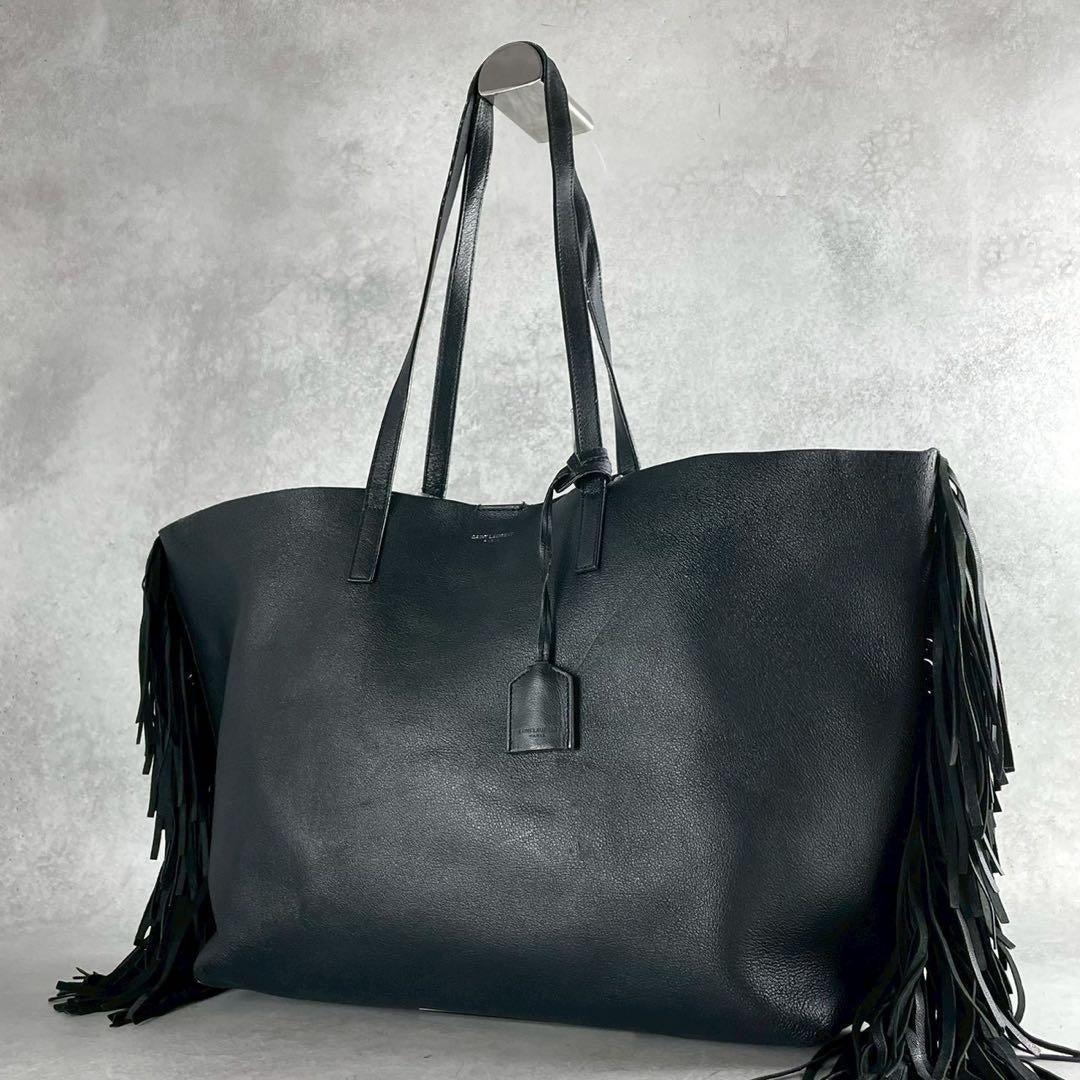 Saint Laurent Paris - SAINT LAURENT PARIS Sac Shopping Fringe Bag Black