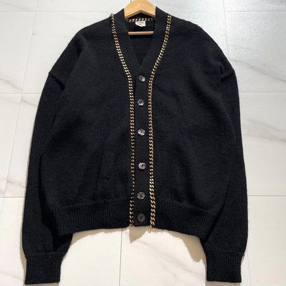 Vintage JEAN PAUL GAULTIER Outwear - Jean Paul Gaultier cardigan chain Alpaca Black Size L - Authentic Archive