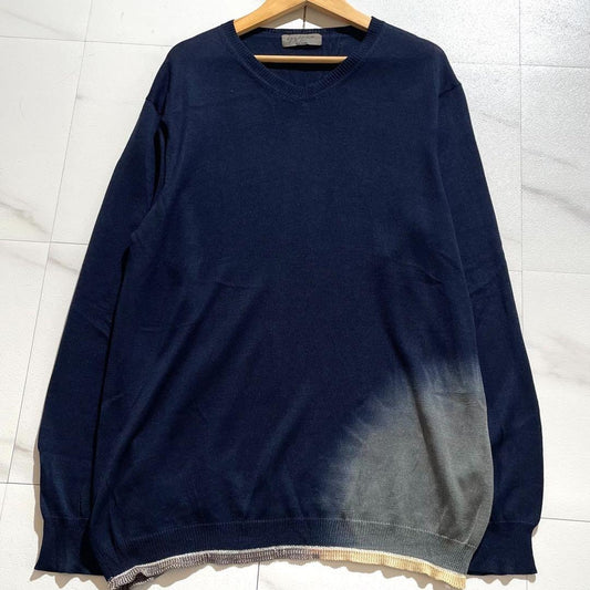 Vintage Yohji Yamamoto Tops - Yohji Yamamoto POUR HOMME Knit Decolour Blue Size L - Authentic Archive
