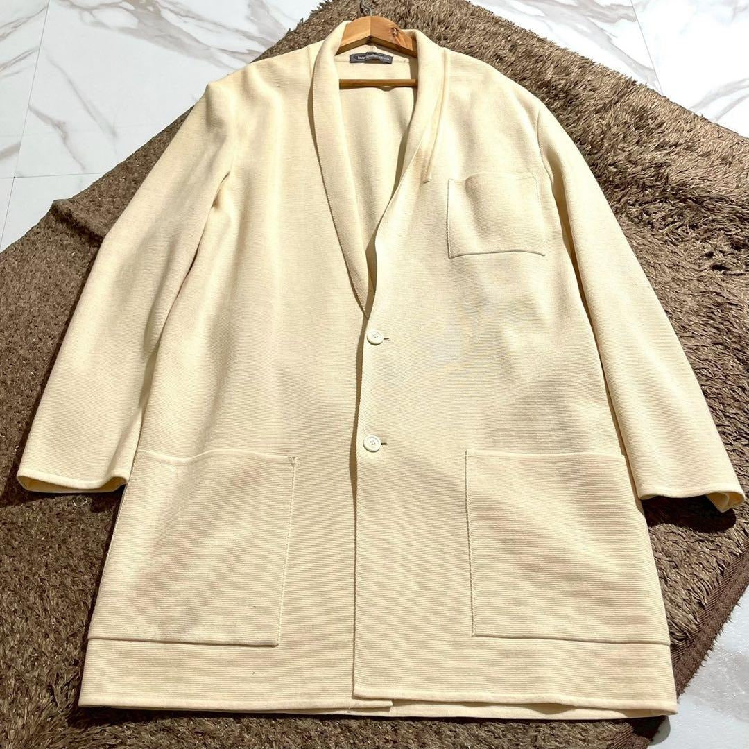 Issey Miyake - ISSEY MIYAKE MEN 84SS Brush Tag Knit Chesterfield Coat Off White Size M