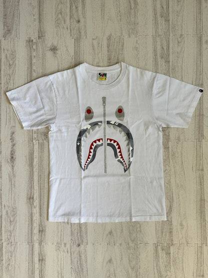 Vintage Bape Tops - A BATHING APE Shark Head Cotton T-shirt White Size M - Authentic Archive