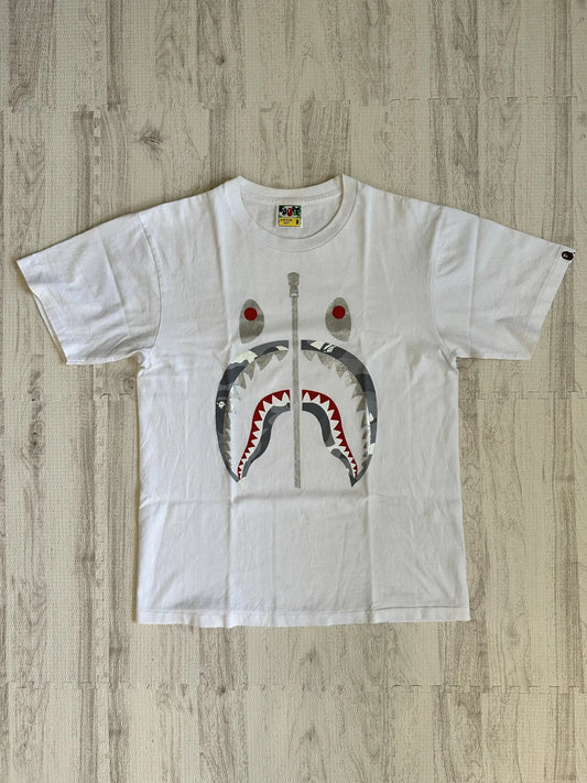 Bape - A BATHING APE Shark Head Cotton T-shirt White Size M