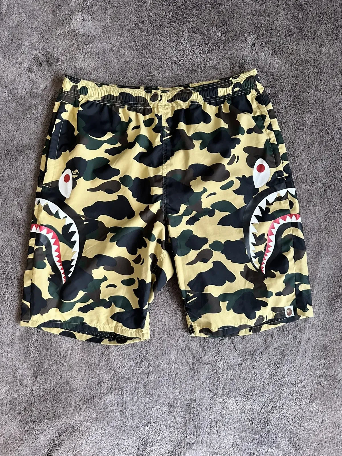 Bape - A Bathing Ape Camo Side Shark Beach Shorts