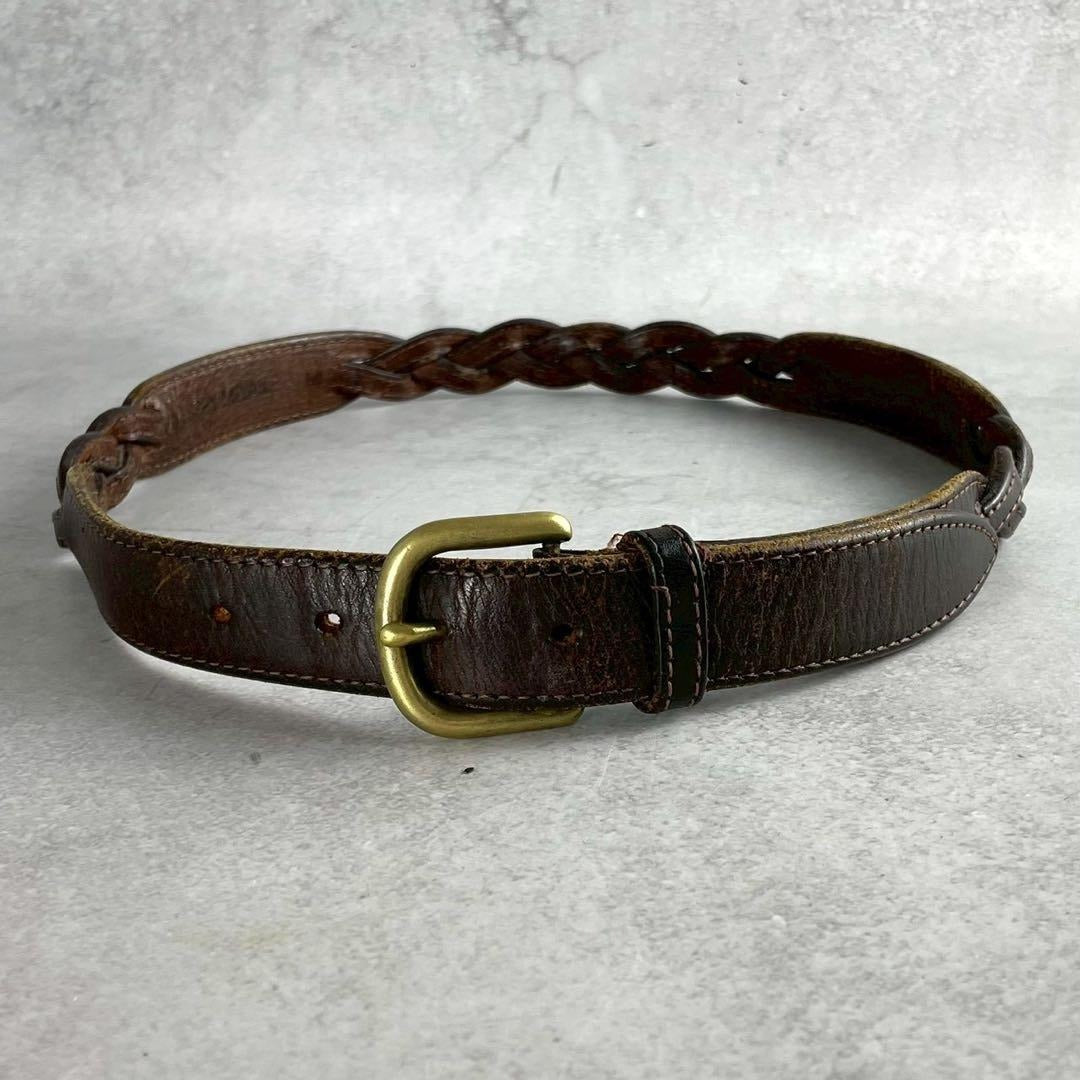 Issey Miyake - ISSEY MIYAKE Leather Braiding Belt Brown