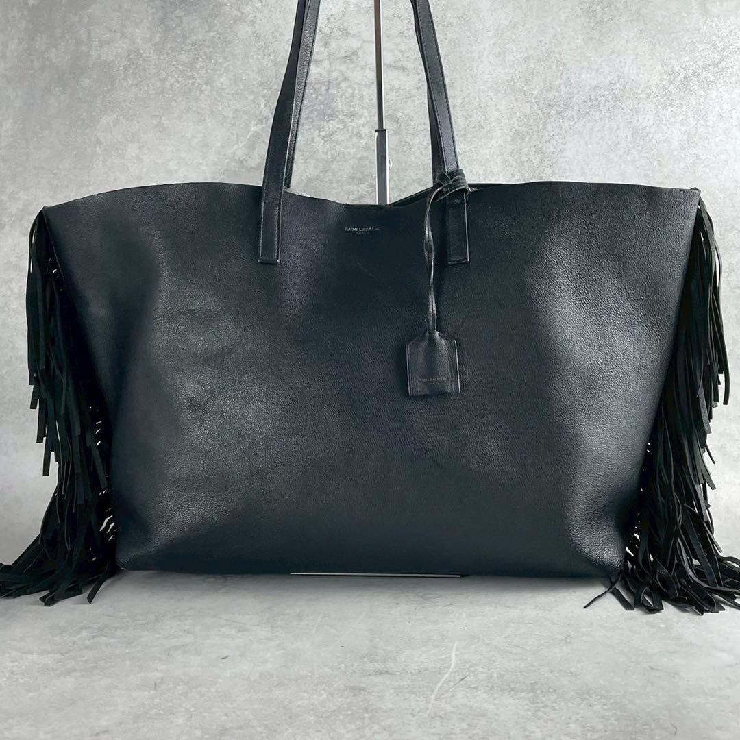 Saint Laurent Paris - SAINT LAURENT PARIS Sac Shopping Fringe Bag Black