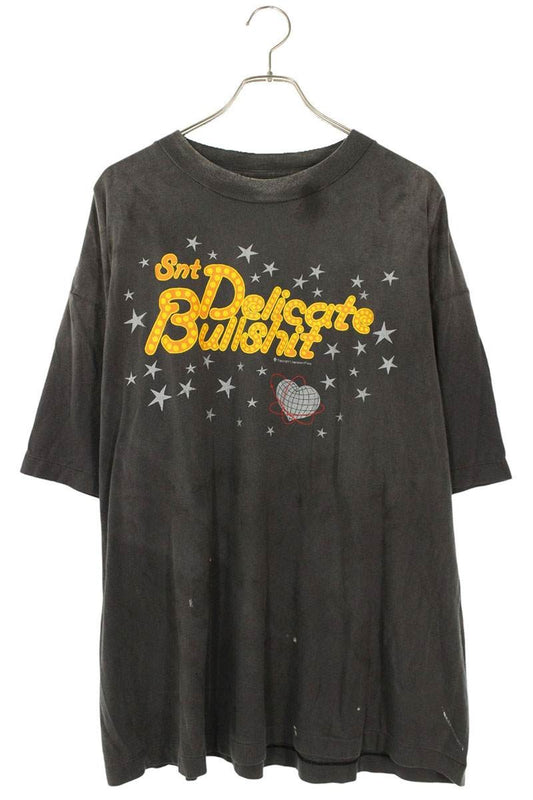 Vintage Saint Michael Tops - SAINT MICHAEL 25SS DELICATE BULLSHIT Printed T-Shirt Black Size XXL - Authentic Archive