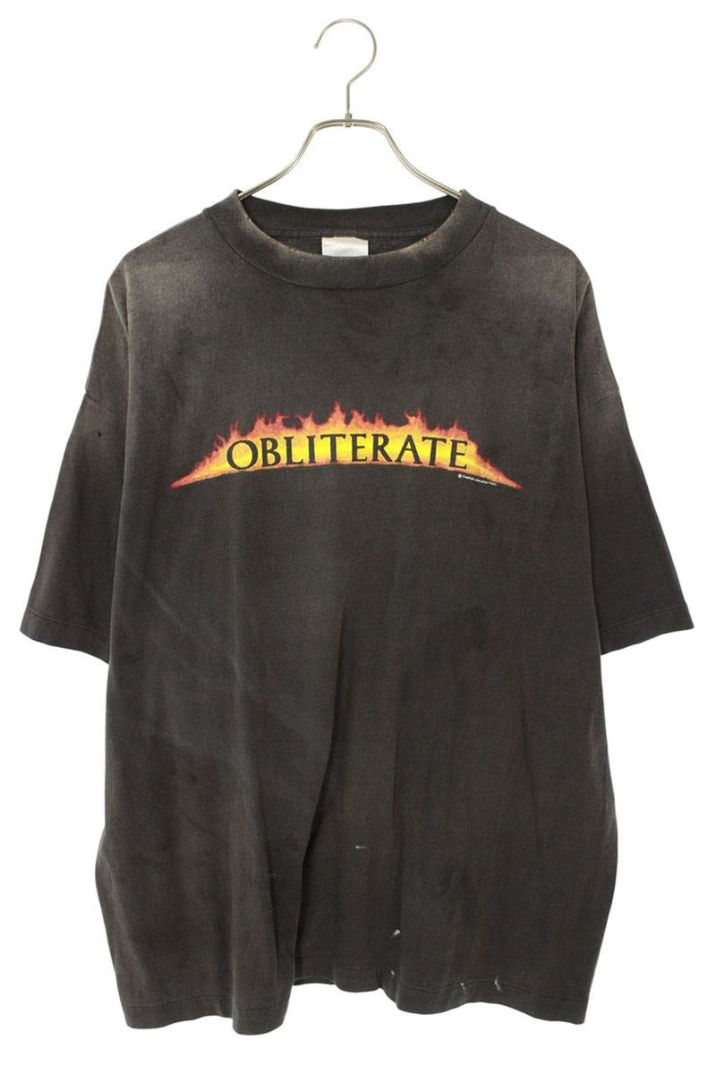Vintage Saint Michael Tops - SAINT MICHAEL Distressed OBLITERATE Printed T-Shirt Black Size XL - Authentic Archive
