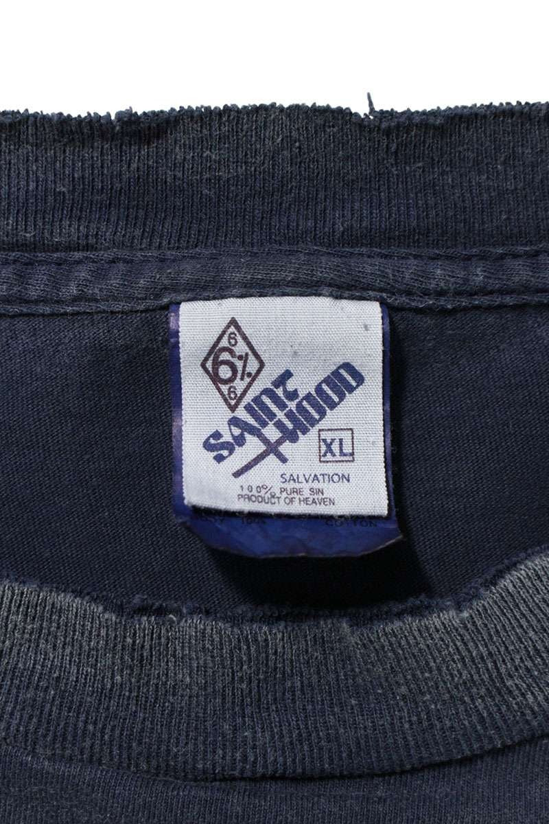 Vintage Saint Michael Tops - SAINT MICHAEL NEIGHBORHOOD Distressed Skull Printed T-Shirt Navy Size XL - Authentic Archive