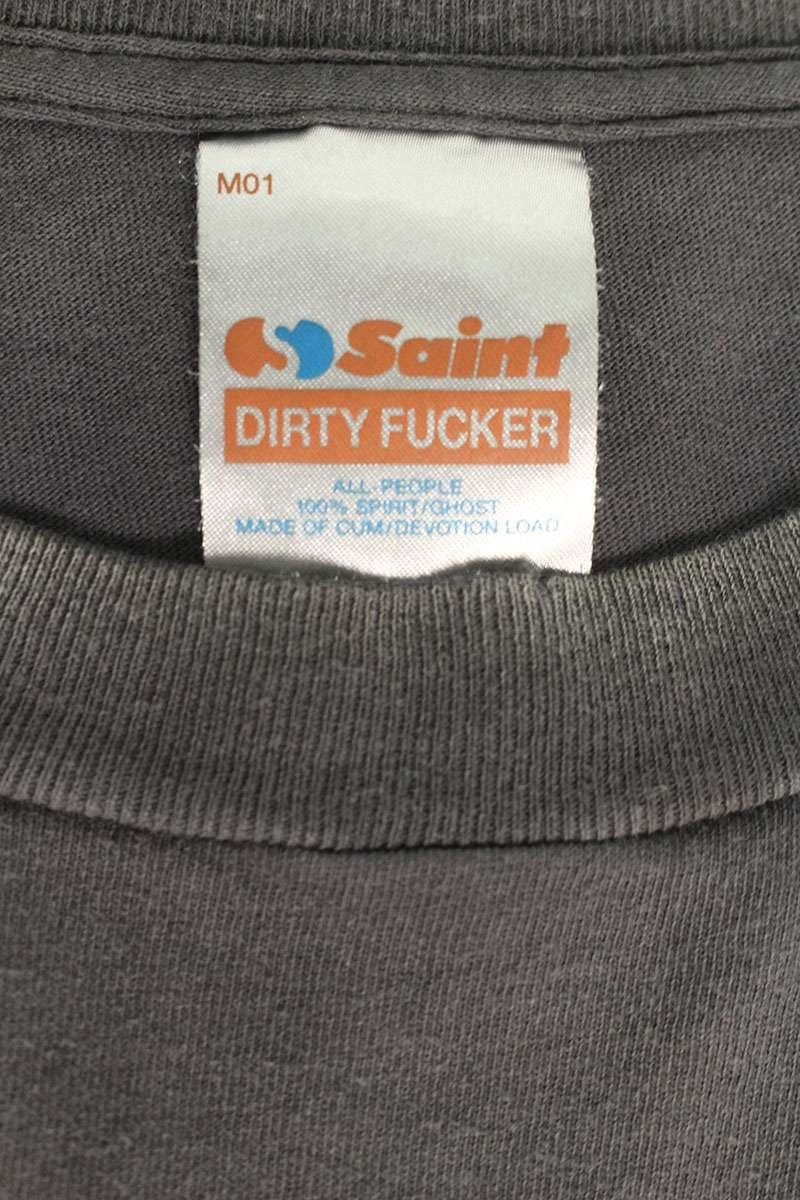 Vintage Saint Michael Tops - SAINT MICHAEL Distressed Logo Printed T-Shirt Gray Size XXL - Authentic Archive