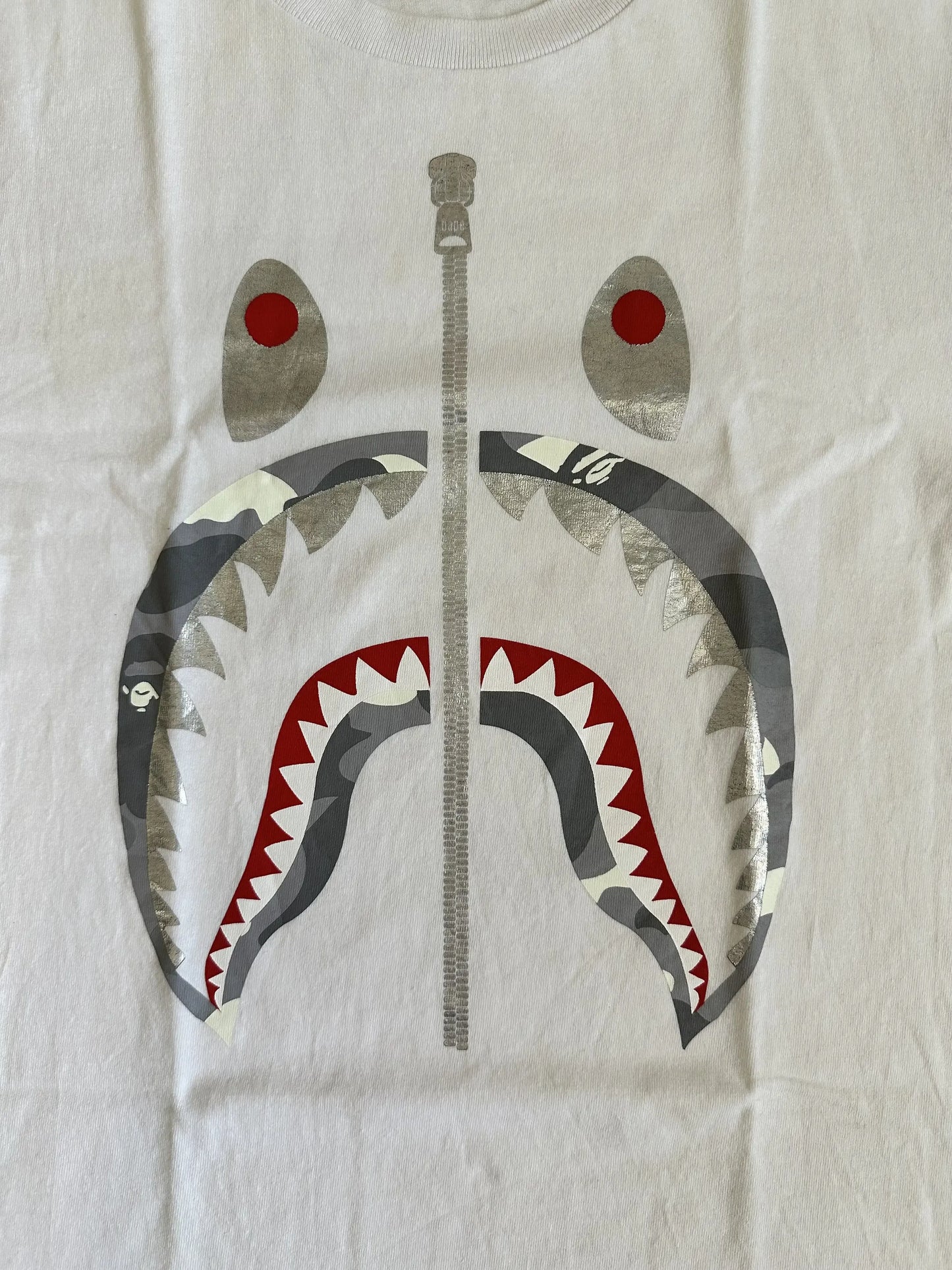 Bape - A BATHING APE Shark Head Cotton T-shirt White Size M