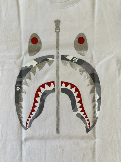 Vintage Bape Tops - A BATHING APE Shark Head Cotton T-shirt White Size M - Authentic Archive