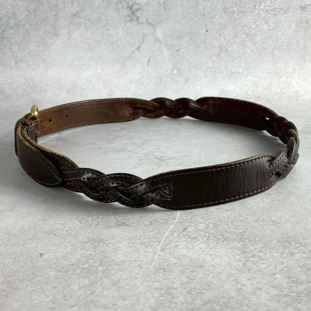 Issey Miyake - ISSEY MIYAKE Leather Braiding Belt Brown