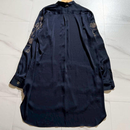 Vintage Maison MIHARA YASUHIRO Tops - MIHARA YASUHIRO long shirt embroidery Navy Size L - Authentic Archive