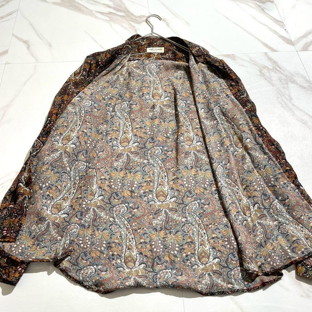 Vintage Saint Laurent Paris Tops - SAINT LAURENT PARIS Paisley Long Sleeve Shirt Rayon Size L - Authentic Archive