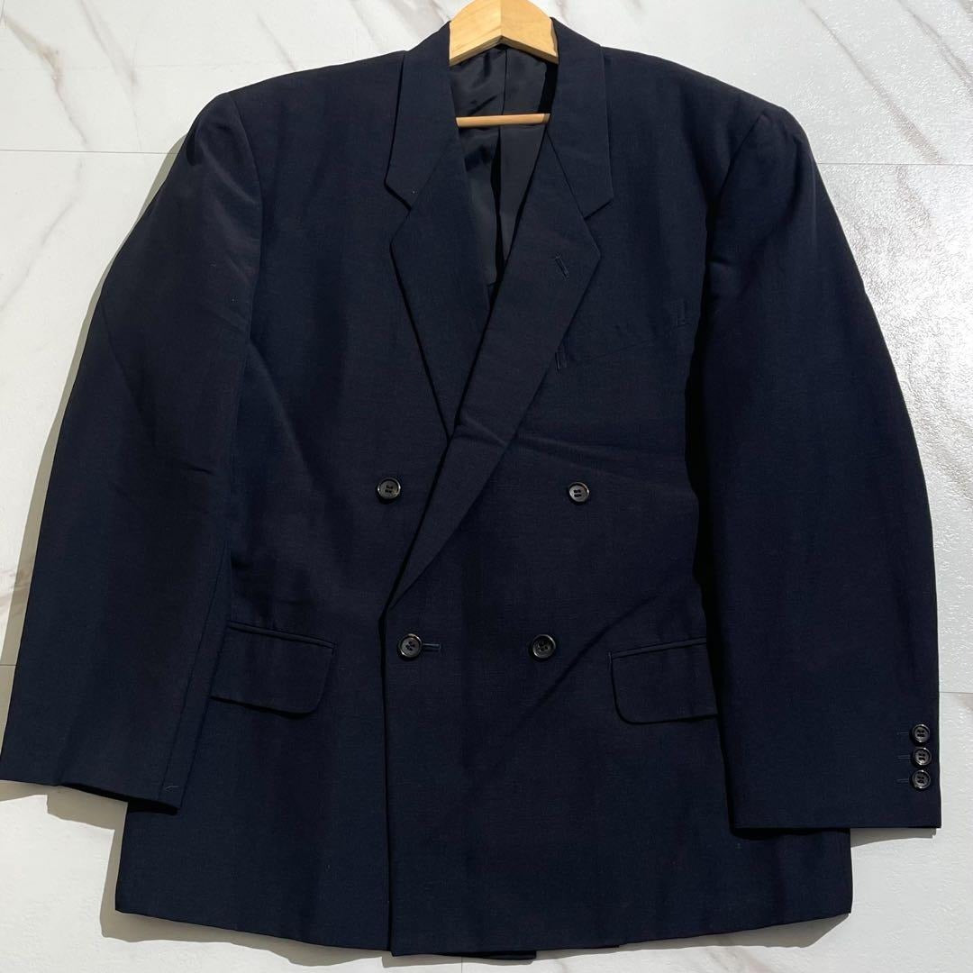 Vintage Comme des Garcons Outwear - COMME des GARÇONS HOMME PLUS 90s Double-Breasted Jacket Dark Navy L - Authentic Archive
