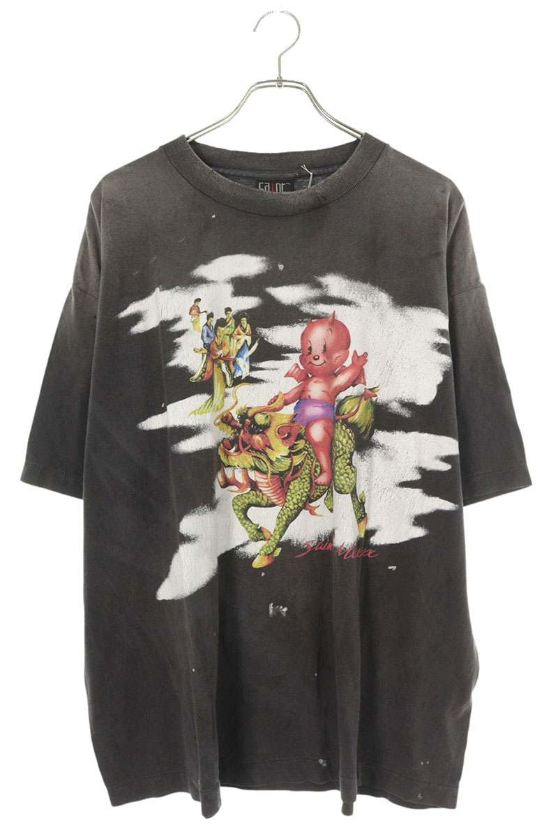Vintage Saint Michael Tops - Saint Michael 25ss Front Print T-Shirt SM-HR8-0000-017 Black XL - Authentic Archive