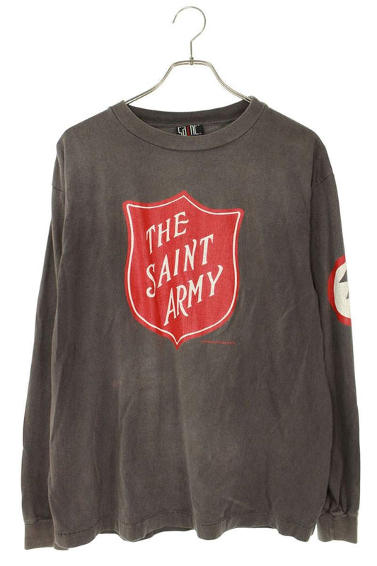 Vintage Saint Michael Tops - Saint Michael 22ss Graphic Logo Vintage Long Sleeve Cut And Sew Grey Size S - Authentic Archive