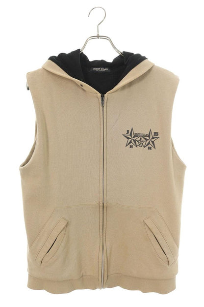 Vintage Undercover Tops - Undercover Zip Up Sleeveless Hoodie Beige Size M - Authentic Archive