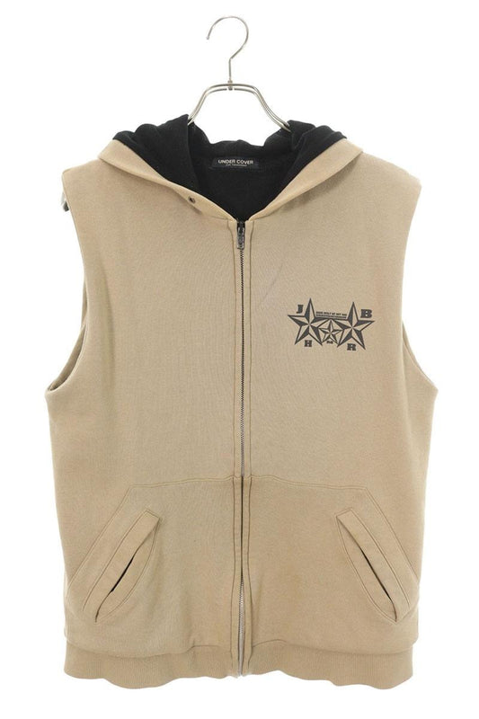 Vintage Undercover Tops - Undercover Zip Up Sleeveless Hoodie Beige Size M - Authentic Archive
