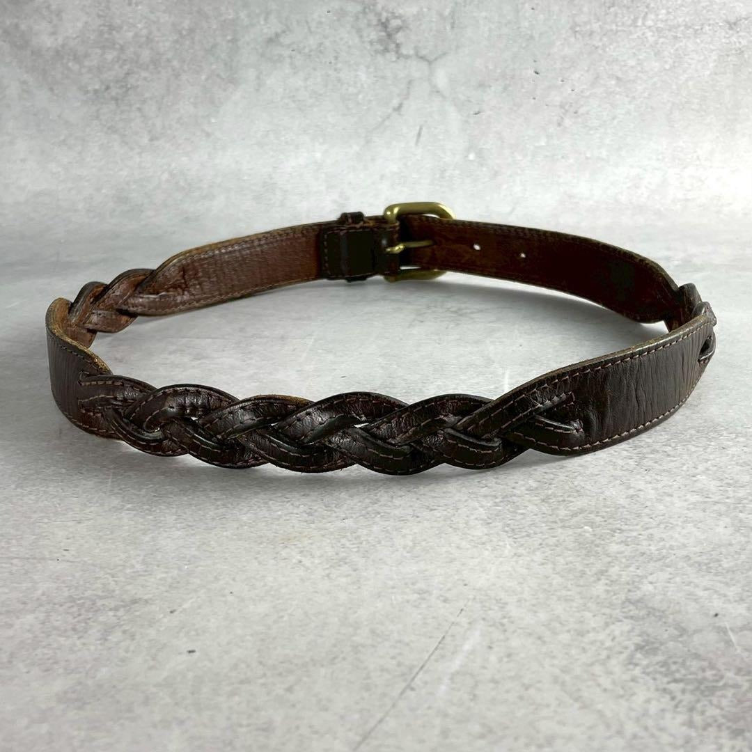 Issey Miyake - ISSEY MIYAKE Leather Braiding Belt Brown