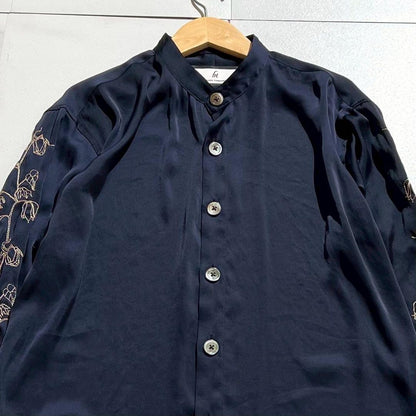 Vintage Maison MIHARA YASUHIRO Tops - MIHARA YASUHIRO long shirt embroidery Navy Size L - Authentic Archive