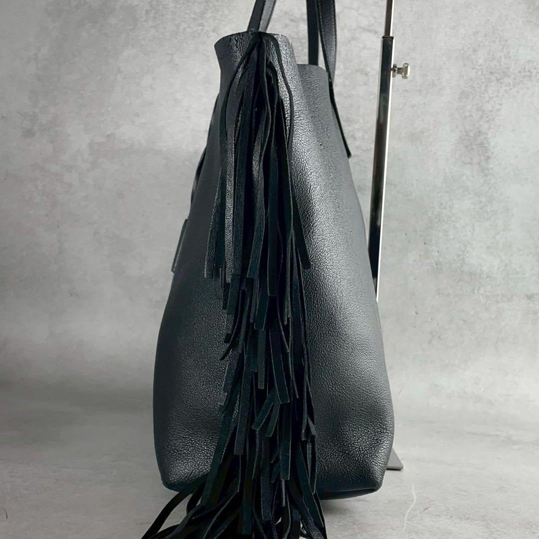 Saint Laurent Paris - SAINT LAURENT PARIS Sac Shopping Fringe Bag Black