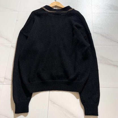 Vintage JEAN PAUL GAULTIER Outwear - Jean Paul Gaultier cardigan chain Alpaca Black Size L - Authentic Archive