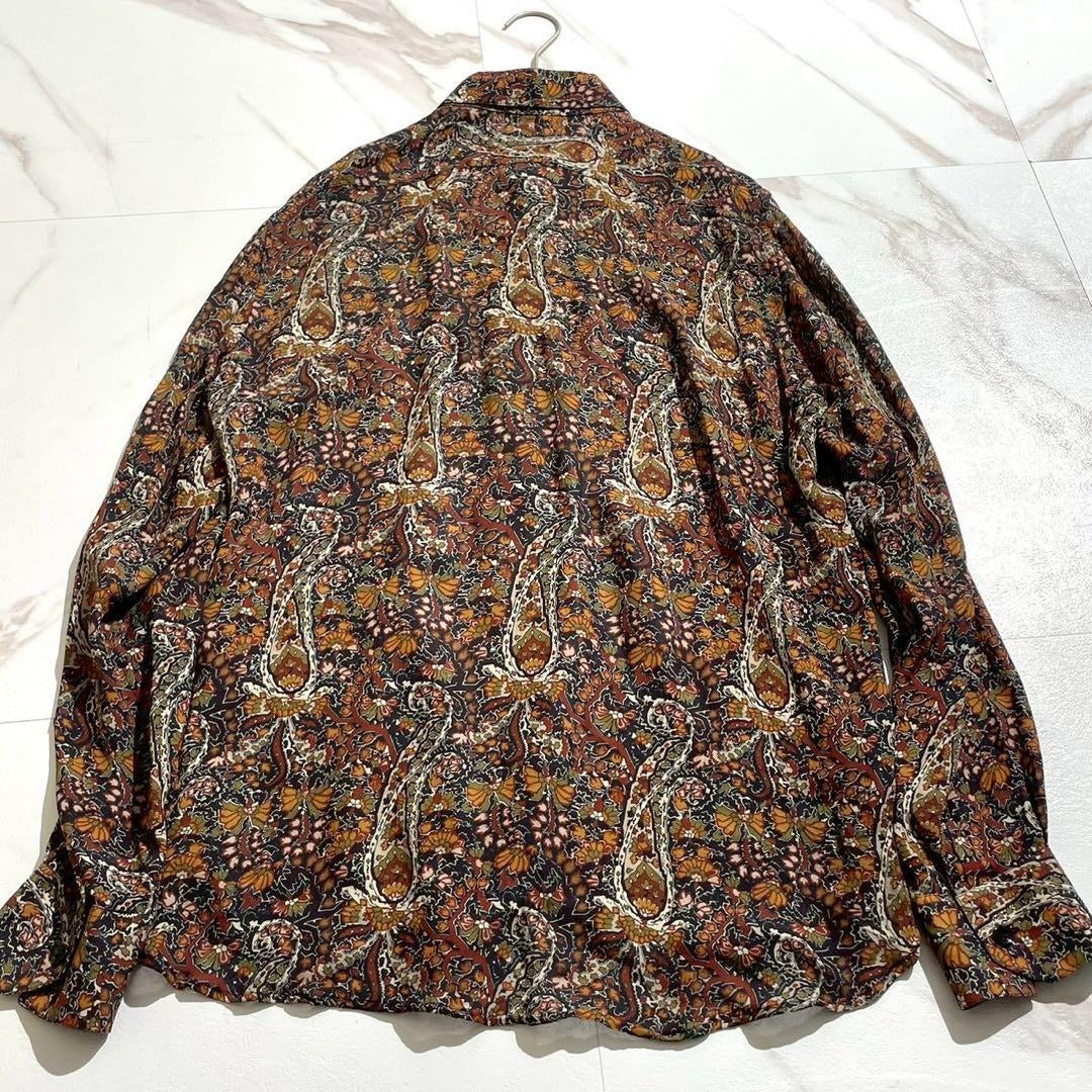 Vintage Saint Laurent Paris Tops - SAINT LAURENT PARIS Paisley Long Sleeve Shirt Rayon Size L - Authentic Archive