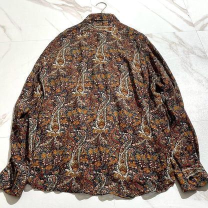 Vintage Saint Laurent Paris Tops - SAINT LAURENT PARIS Paisley Long Sleeve Shirt Rayon Size L - Authentic Archive