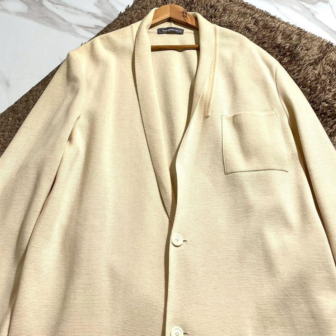 Issey Miyake - ISSEY MIYAKE MEN 84SS Brush Tag Knit Chesterfield Coat Off White Size M