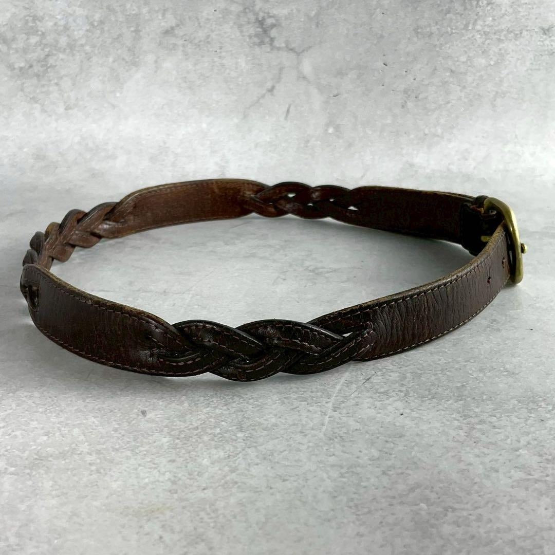 Issey Miyake - ISSEY MIYAKE Leather Braiding Belt Brown